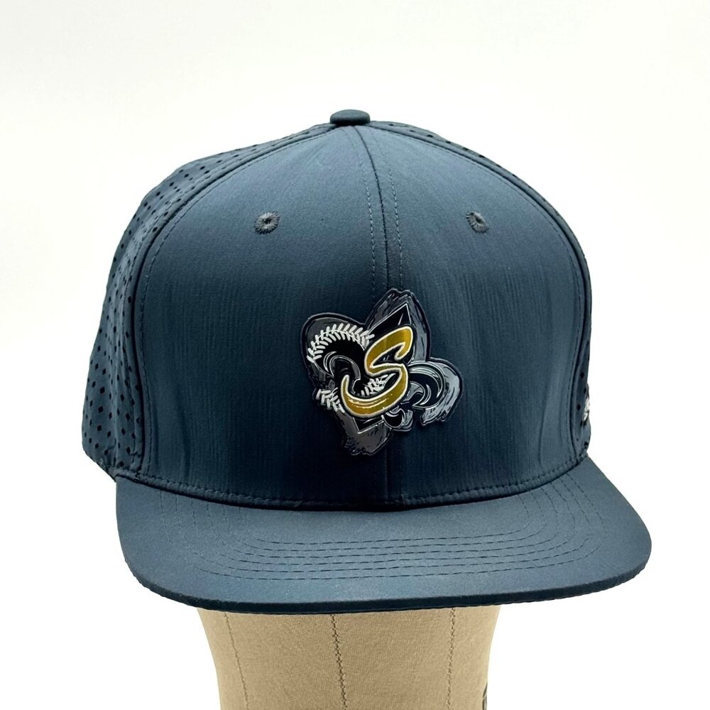 Spacecraft Mens Snapback Hat Perforated Blue Baseball Cap Fleur-de-lis Logo